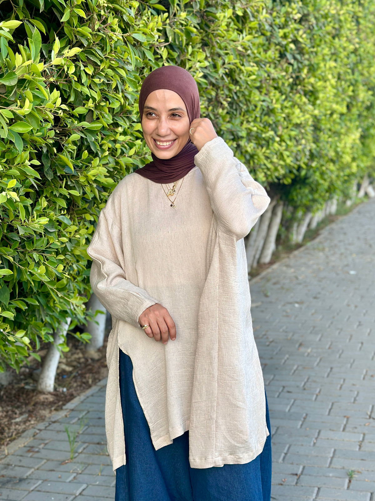 Crinkle Poncho Blouse بلوزة بونشو واسعة - QS0180