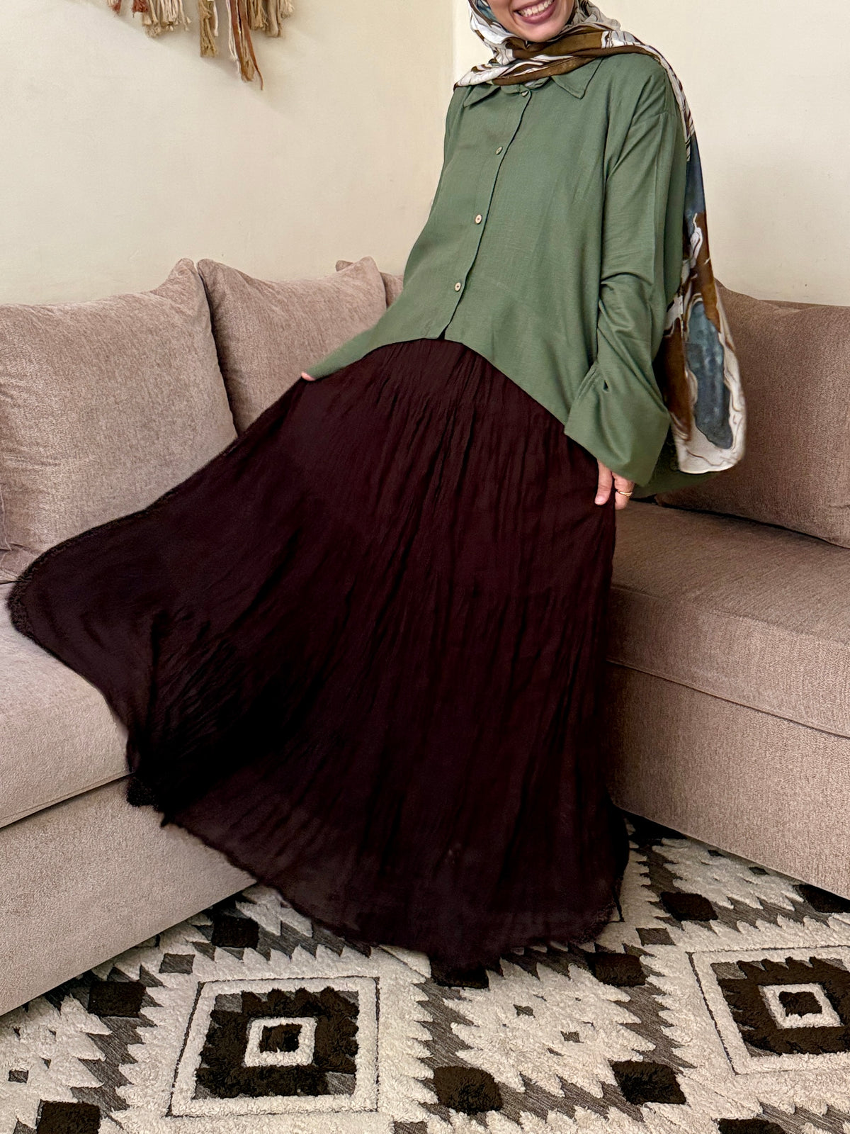 Pleated Chiffon Skirt جيب شيفون مكسّرة -Q0178
