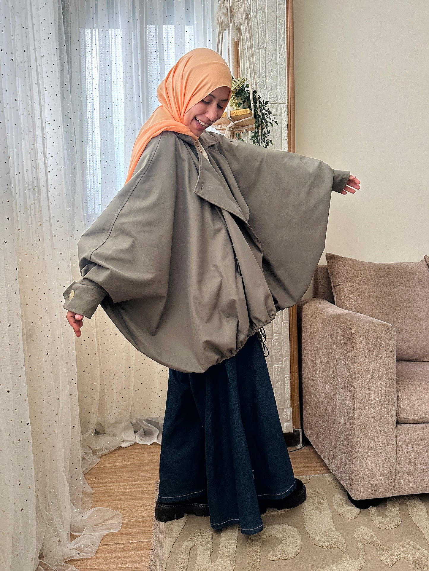 Gabardine Over Over sized Jacket - جاكت أوفر سايز جبردين - Q0133