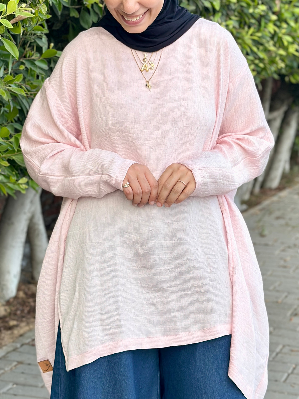 Crinkle Poncho Blouse بلوزة بونشو واسعة - QS0180