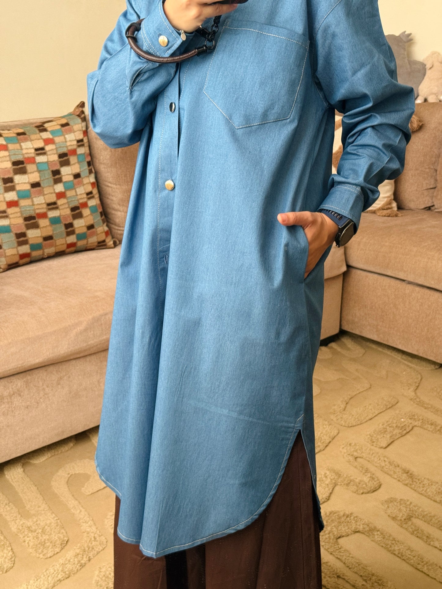 Denim Long Shirt - شيمز چينز -QS0137