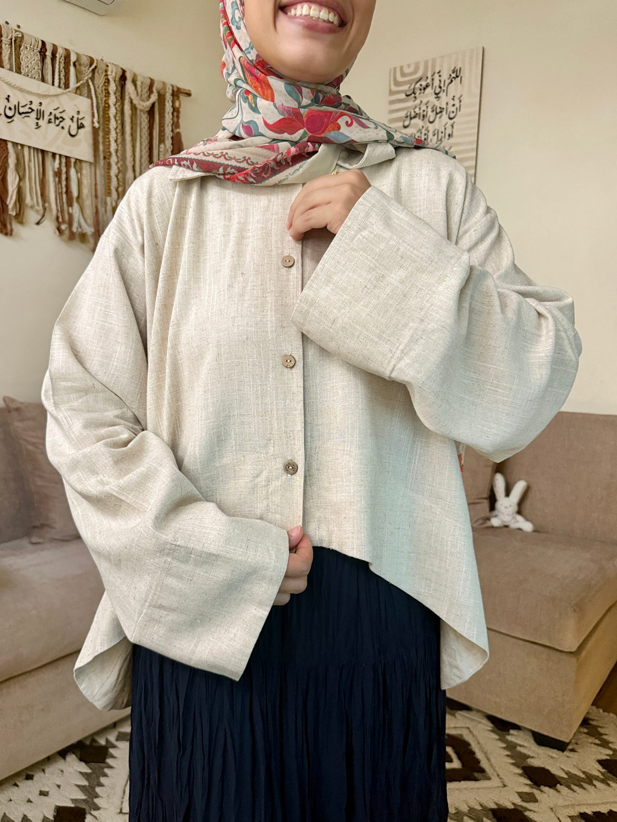 Flared Linen Blouse بلوزة كلوش كتان - QS0179