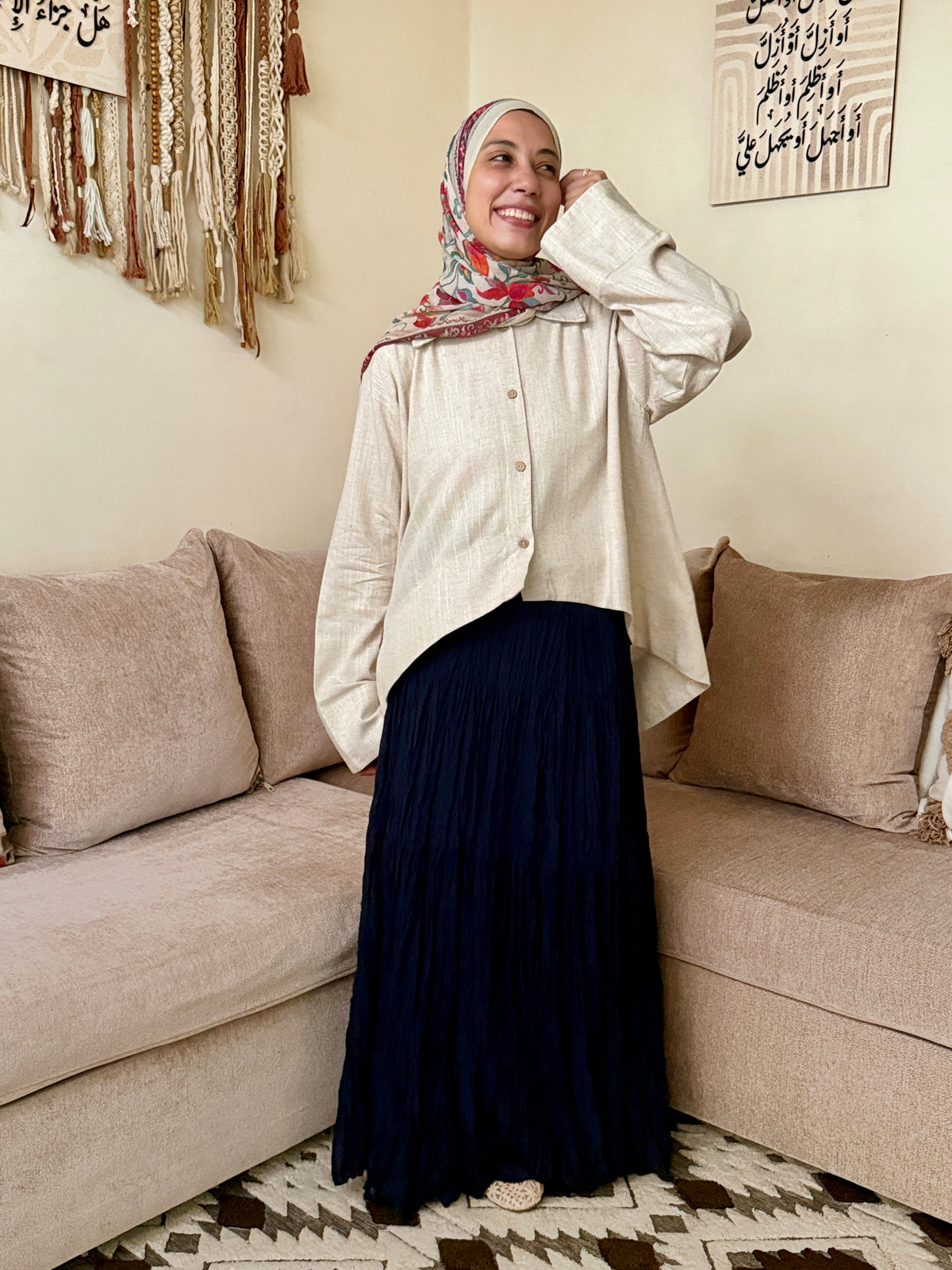 Flared Linen Blouse بلوزة كلوش كتان - QS0179