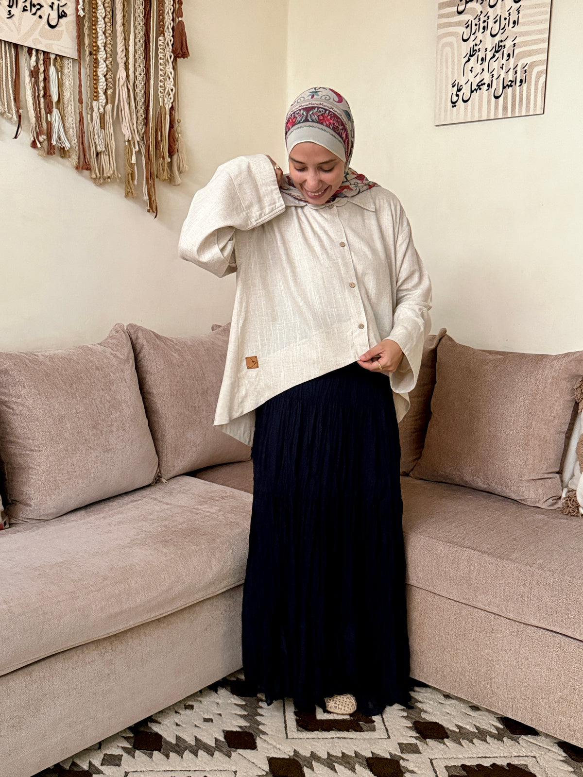 Flared Linen Blouse بلوزة كلوش كتان - QS0179