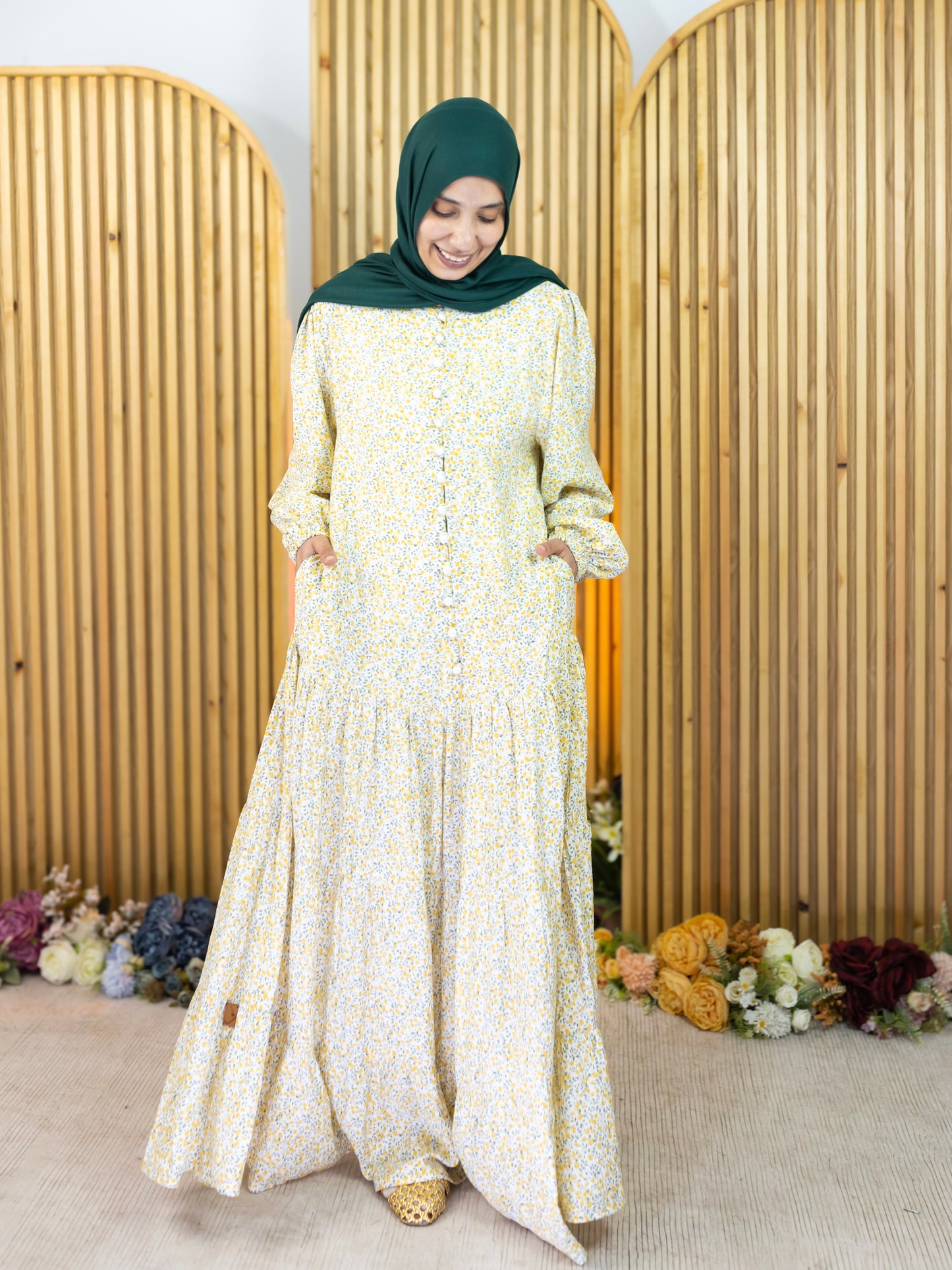 Floral Dress - فستان مشجر ورد -QS0142