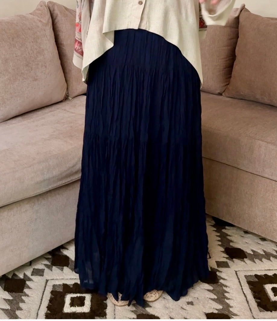 Pleated Chiffon Skirt جيب شيفون مكسّرة -Q0178