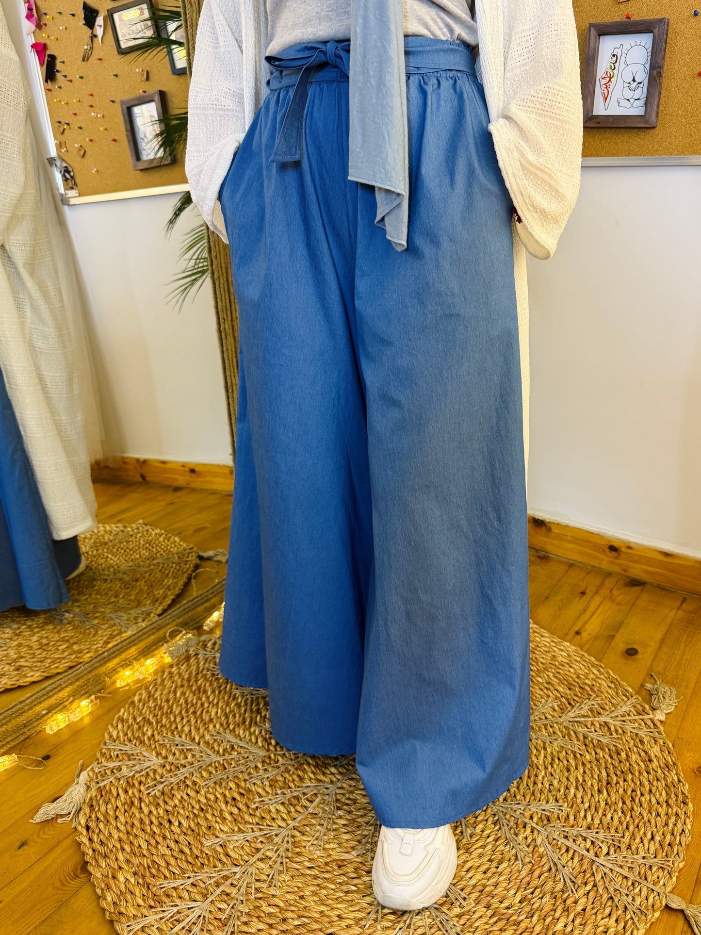 Denim Wide Pants _ جيب بنطلون جينز