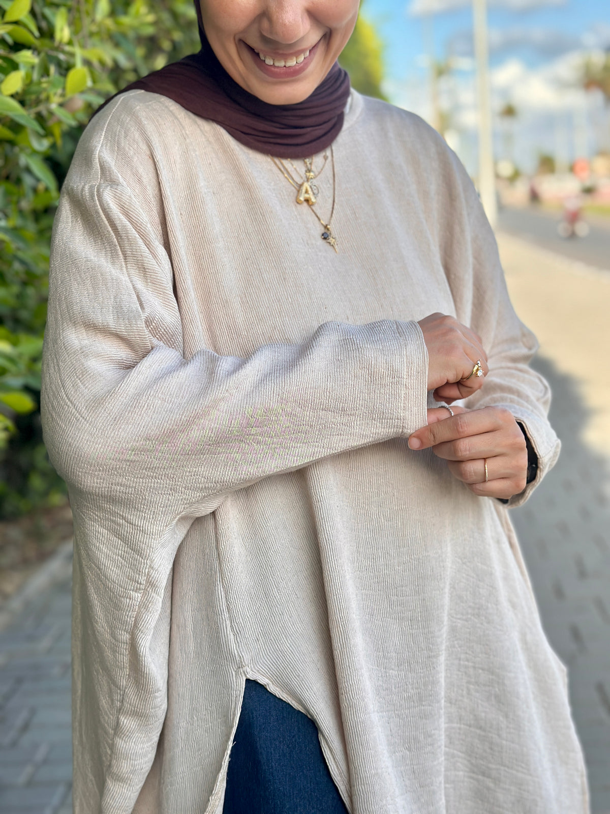 Crinkle Poncho Blouse بلوزة بونشو واسعة - QS0180