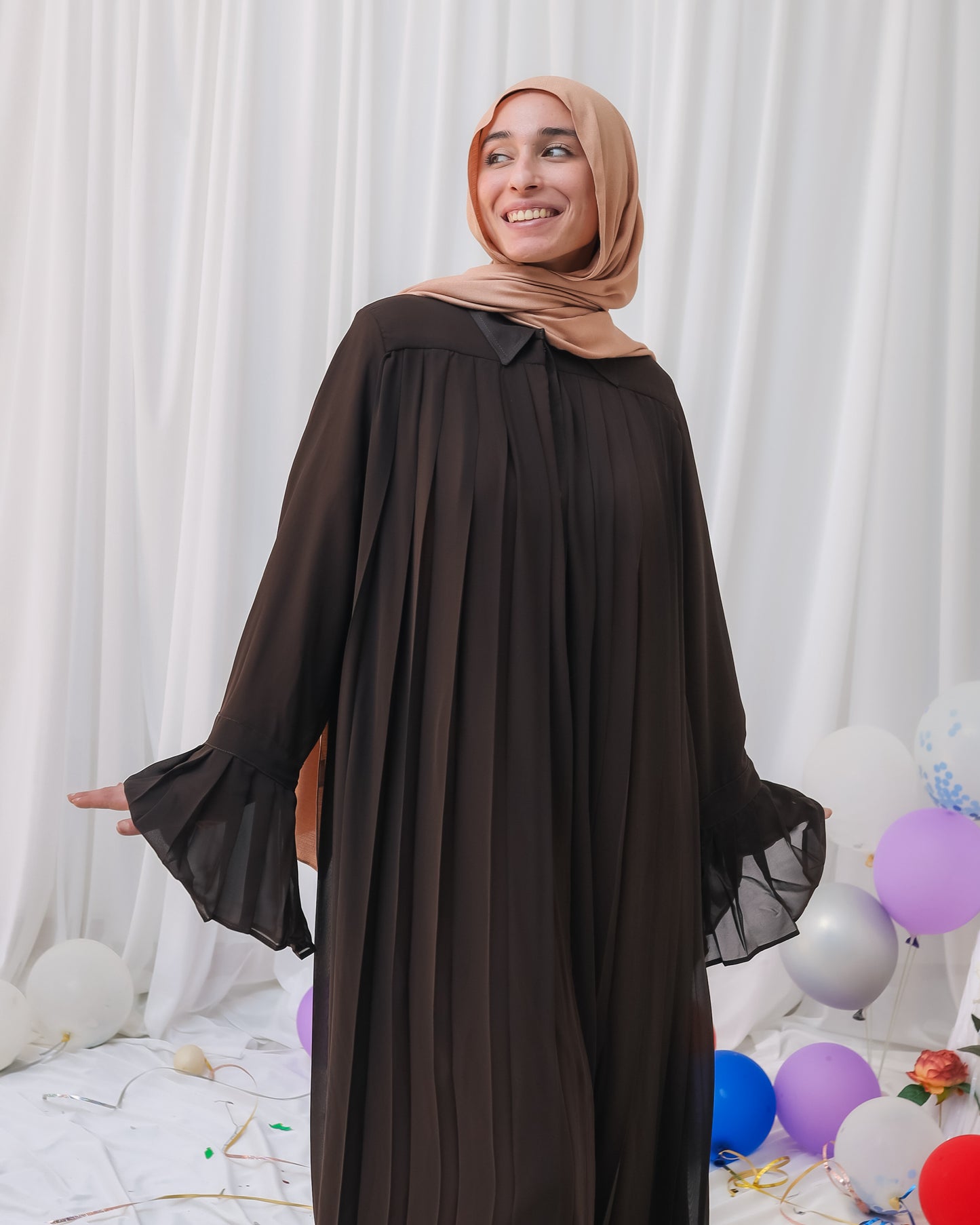 PLEATED CHIFFON DRESS - بلسيه دريس