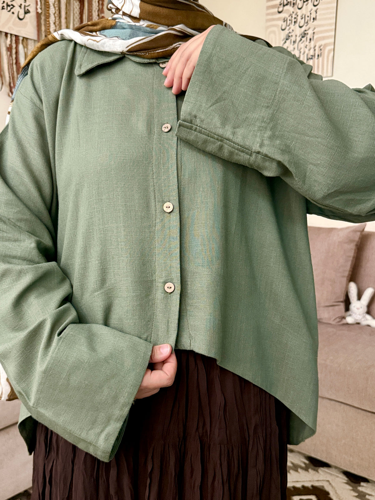 Flared Linen Blouse بلوزة كلوش كتان - QS0179