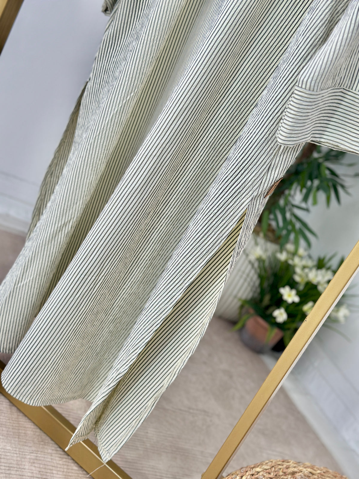 Oversized Striped Long Shirt Set - ست شيميز طويل مخططة - QS0170