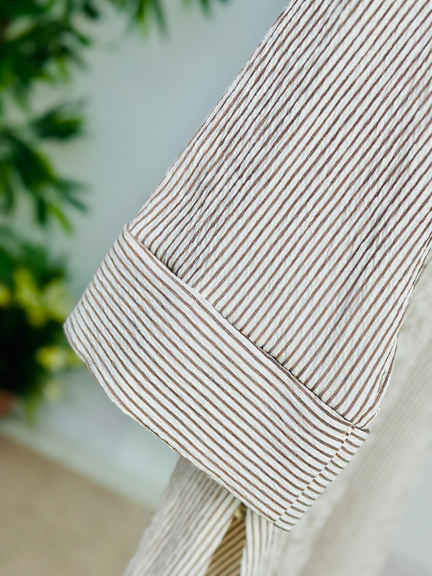 Oversized Striped Long Shirt Set - ست شيميز طويل مخططة - QS0170