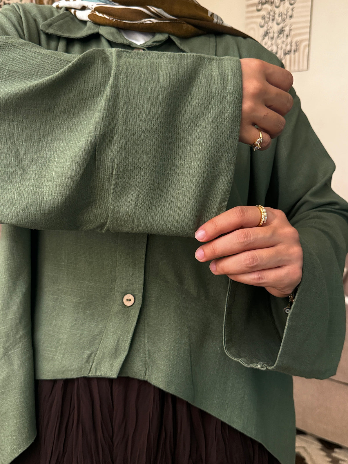 Flared Linen Blouse بلوزة كلوش كتان - QS0179
