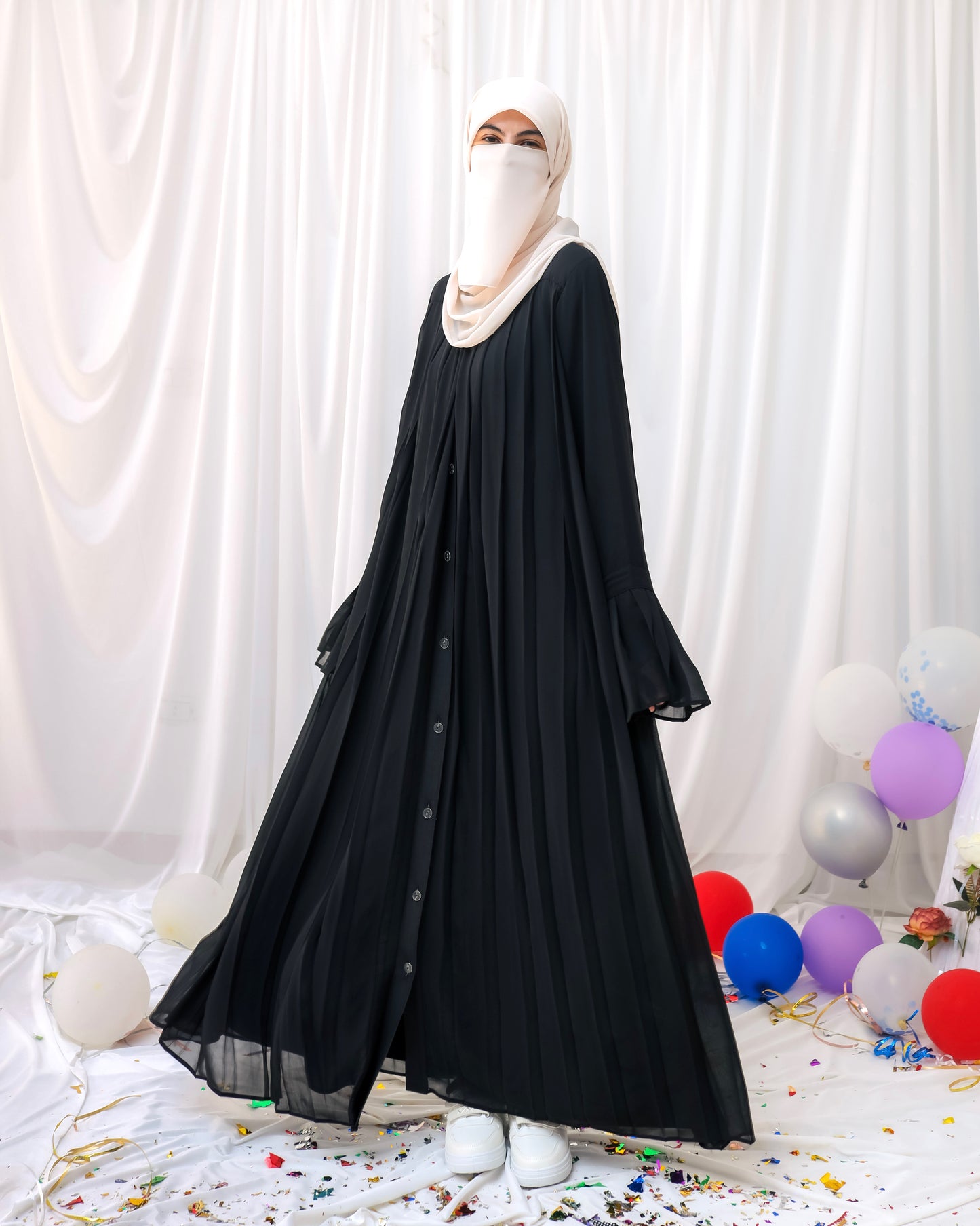 PLEATED CHIFFON DRESS - بلسيه دريس