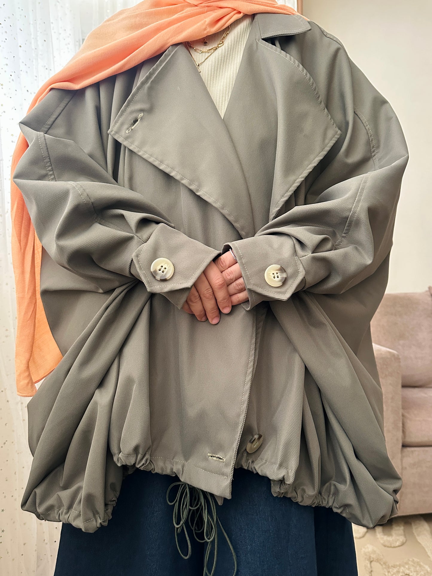 Gabardine Over Over sized Jacket - جاكت أوفر سايز جبردين - Q0133