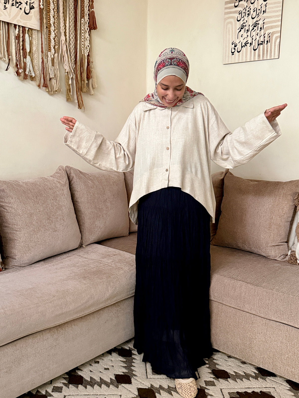 Flared Linen Blouse بلوزة كلوش كتان - QS0179