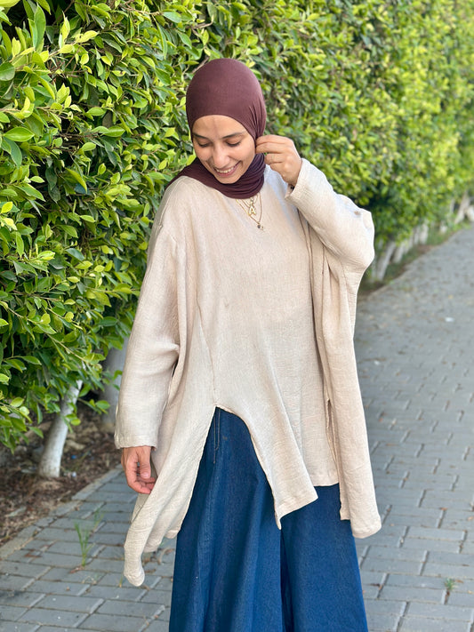 Crinkle Poncho Blouse بلوزة بونشو واسعة - QS0180