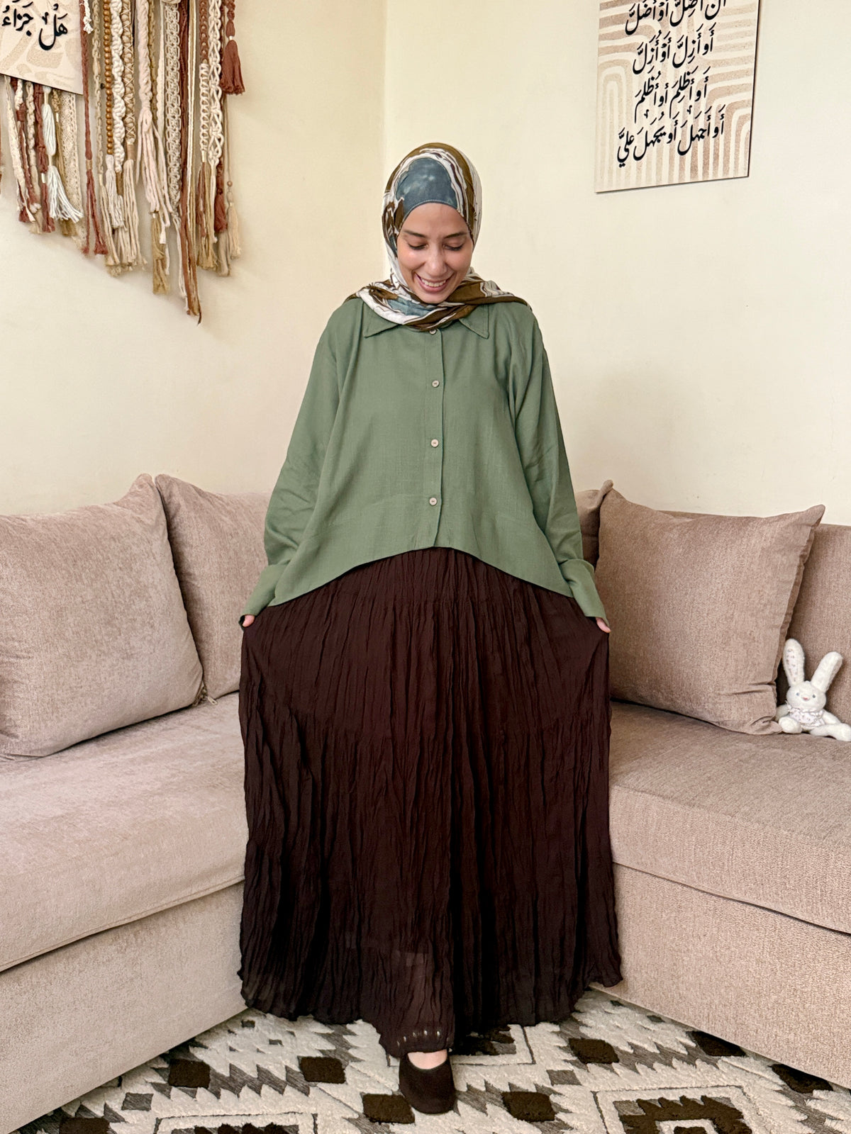 Pleated Chiffon Skirt جيب شيفون مكسّرة -Q0178