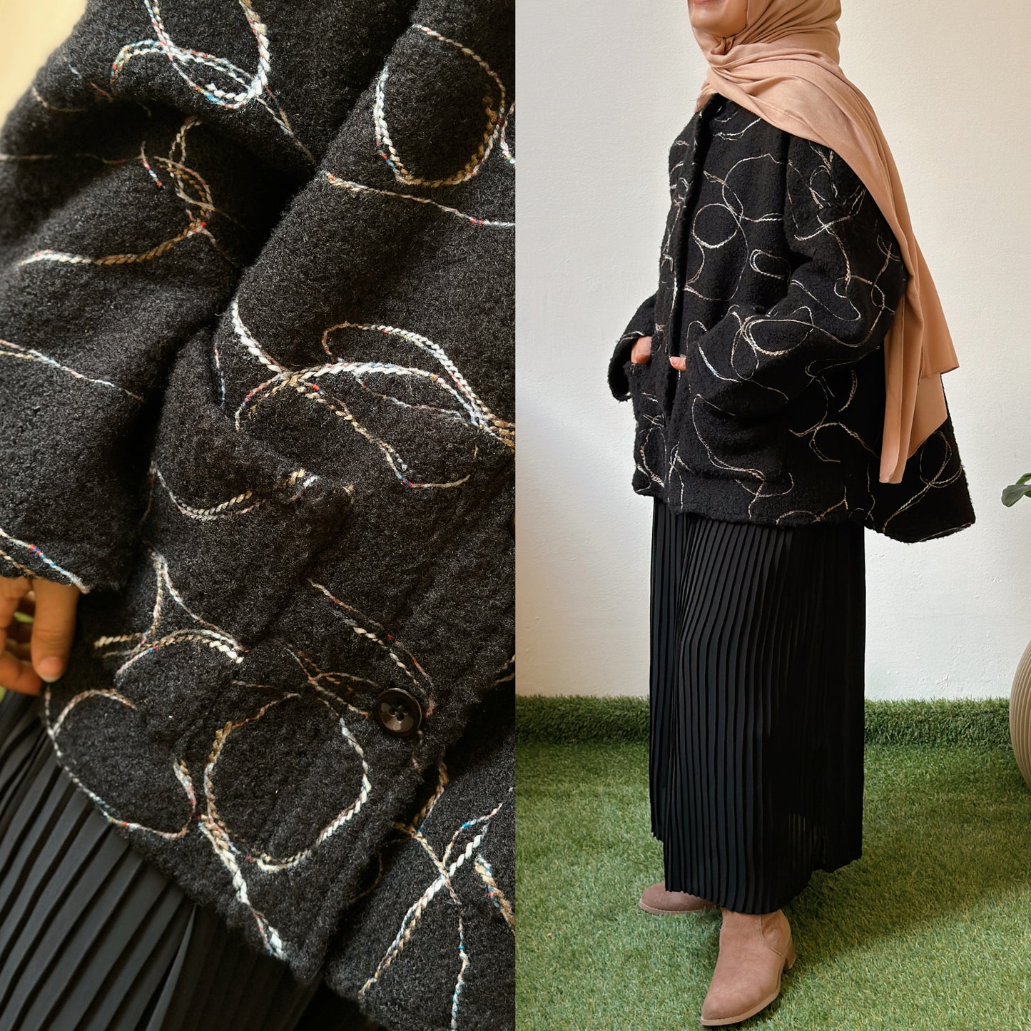 Oversized Wool Jacket جاكيت صوف بقصّة واسعة-   QW0112