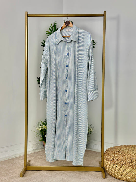 Oversized Striped Long Shirt - شيميز طويل مخططة - QS0171