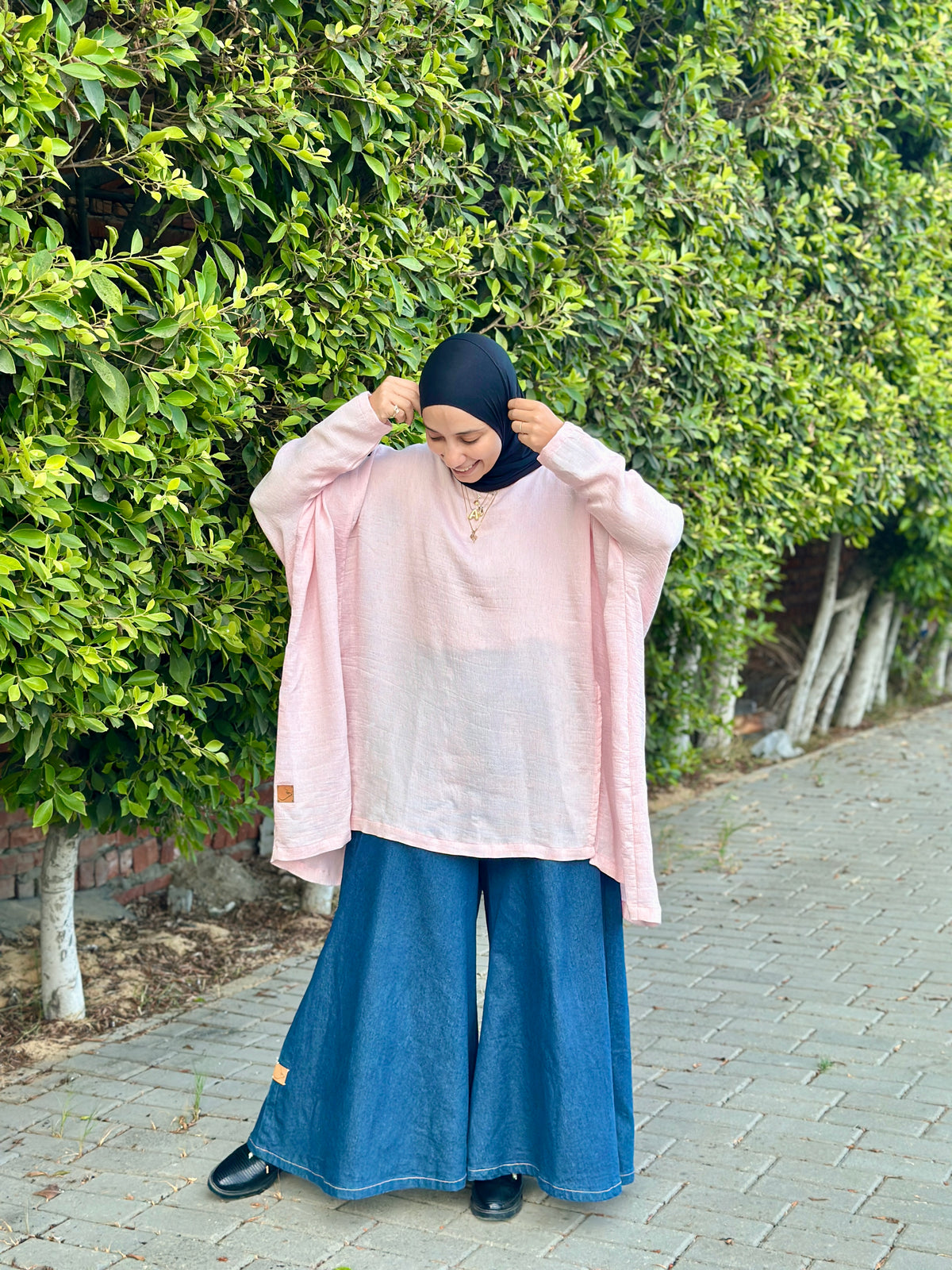 Crinkle Poncho Blouse بلوزة بونشو واسعة - QS0180