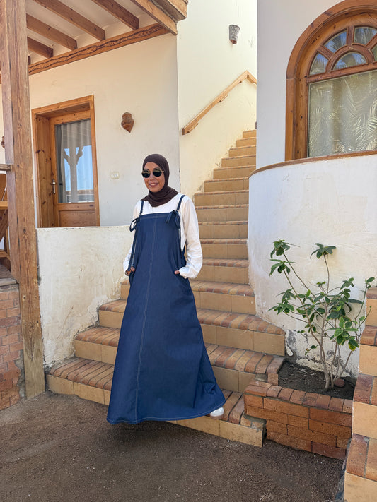 Cute Denim Dress - فستان چينز - Q0135