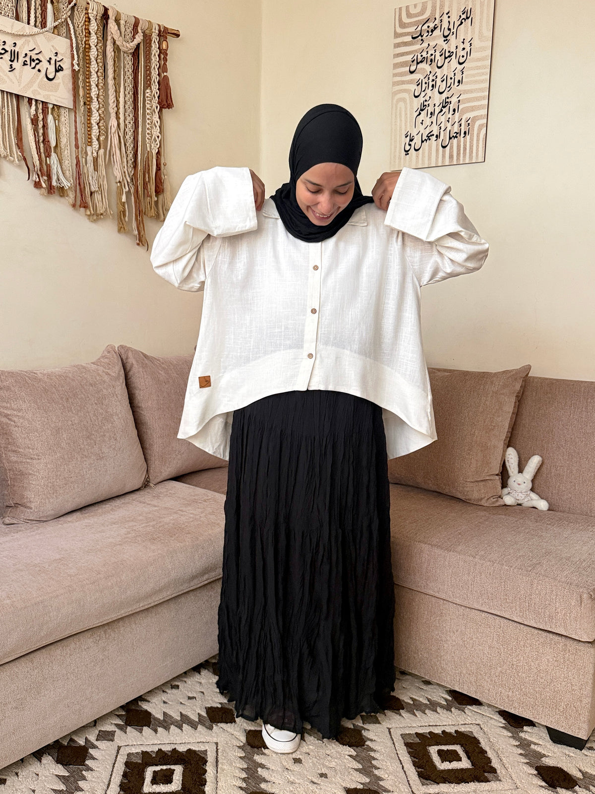 Flared Linen Blouse بلوزة كلوش كتان - QS0179