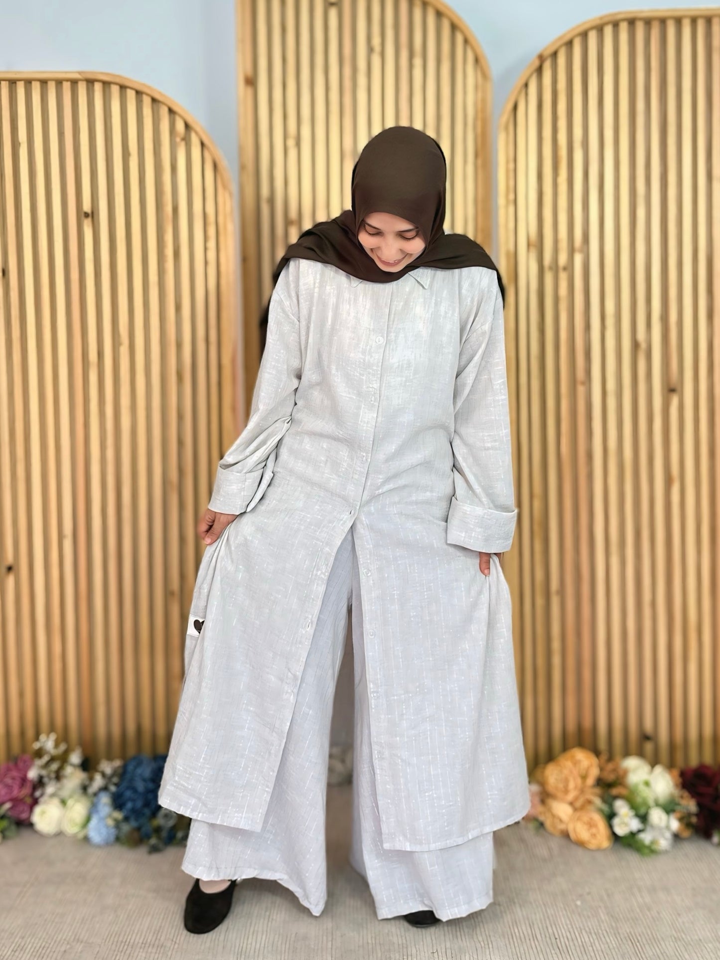 Oversized Long Shirt Set ست شيميز طويل - QS0153