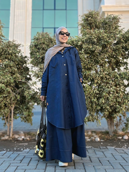 Denim Long Shirt - شيمز چينز -Q0137
