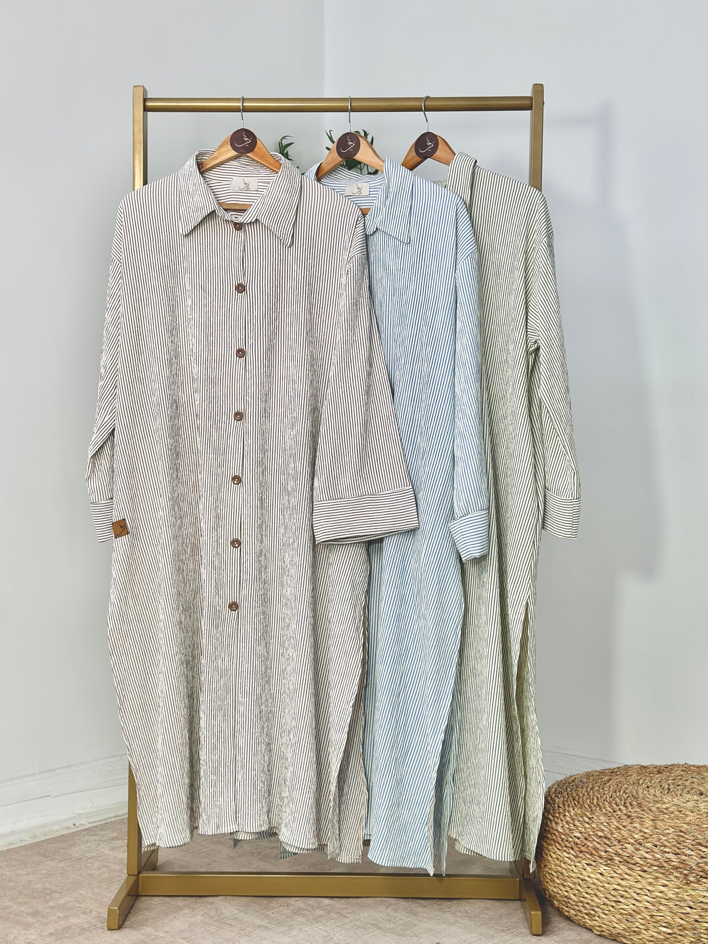 Oversized Striped Long Shirt Set - ست شيميز طويل مخططة - QS0170