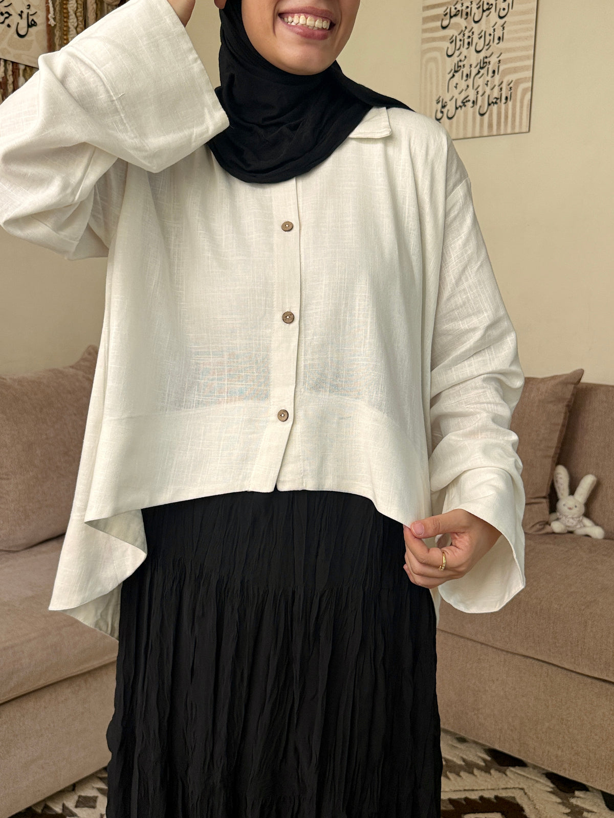 Flared Linen Blouse بلوزة كلوش كتان - QS0179
