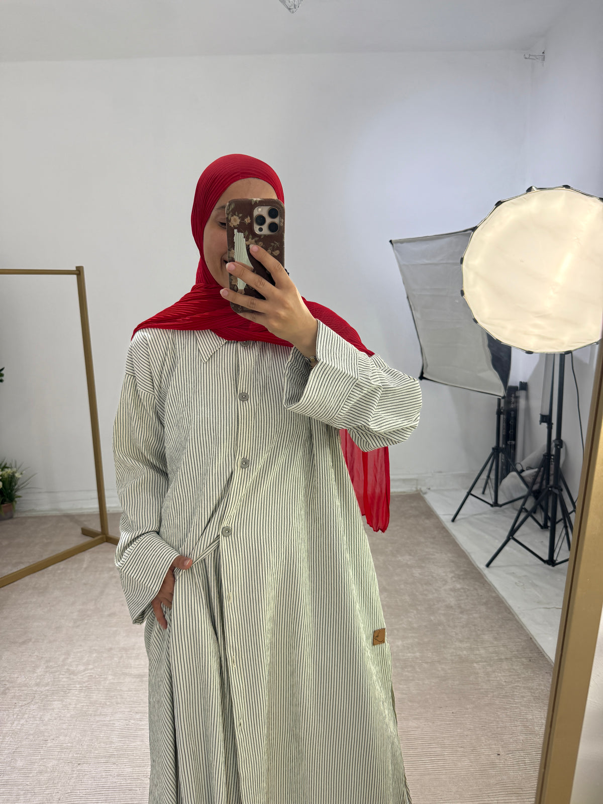 Oversized Striped Long Shirt Set - ست شيميز طويل مخطط - QS0170