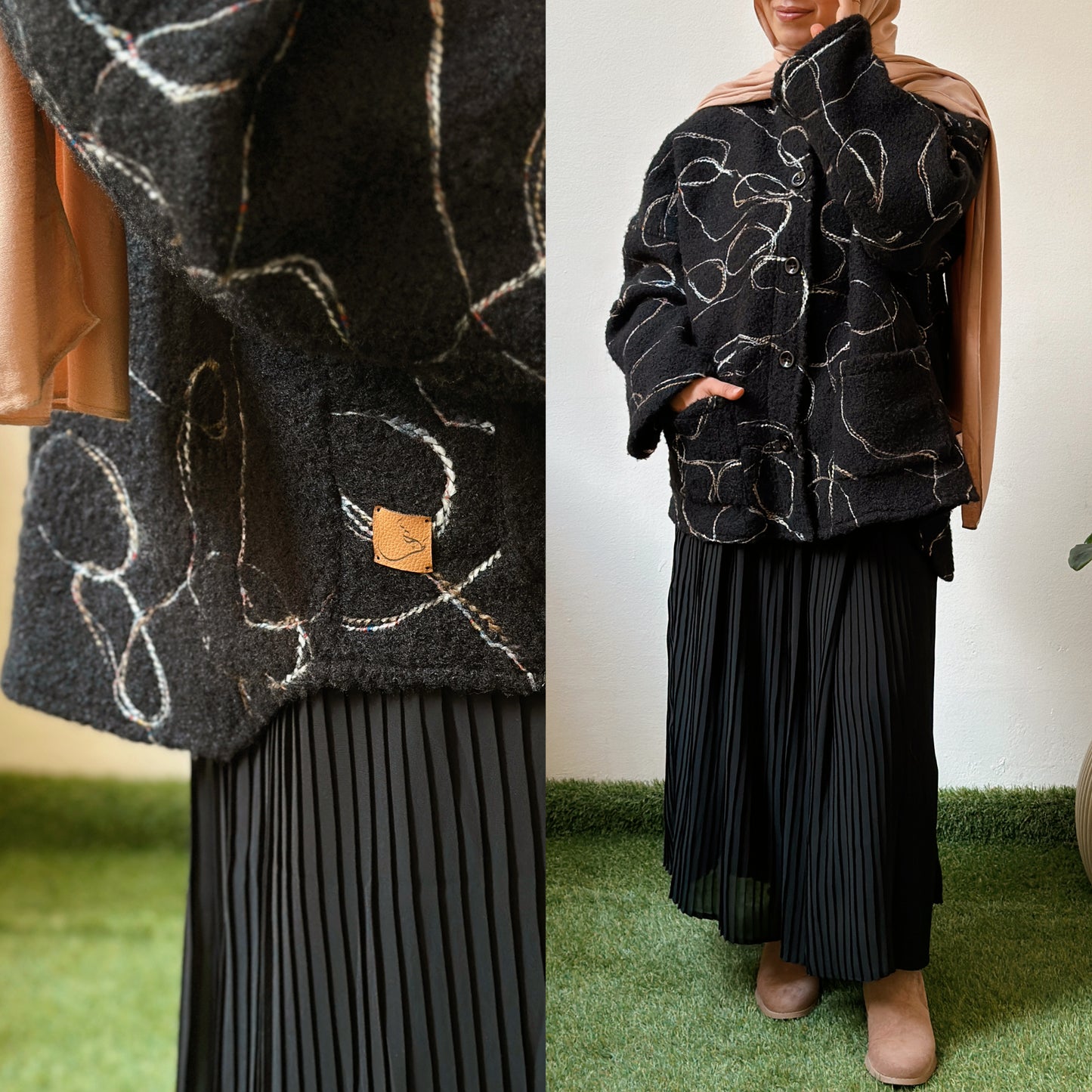 Oversized Wool Jacket جاكيت صوف بقصّة واسعة-   QW0112