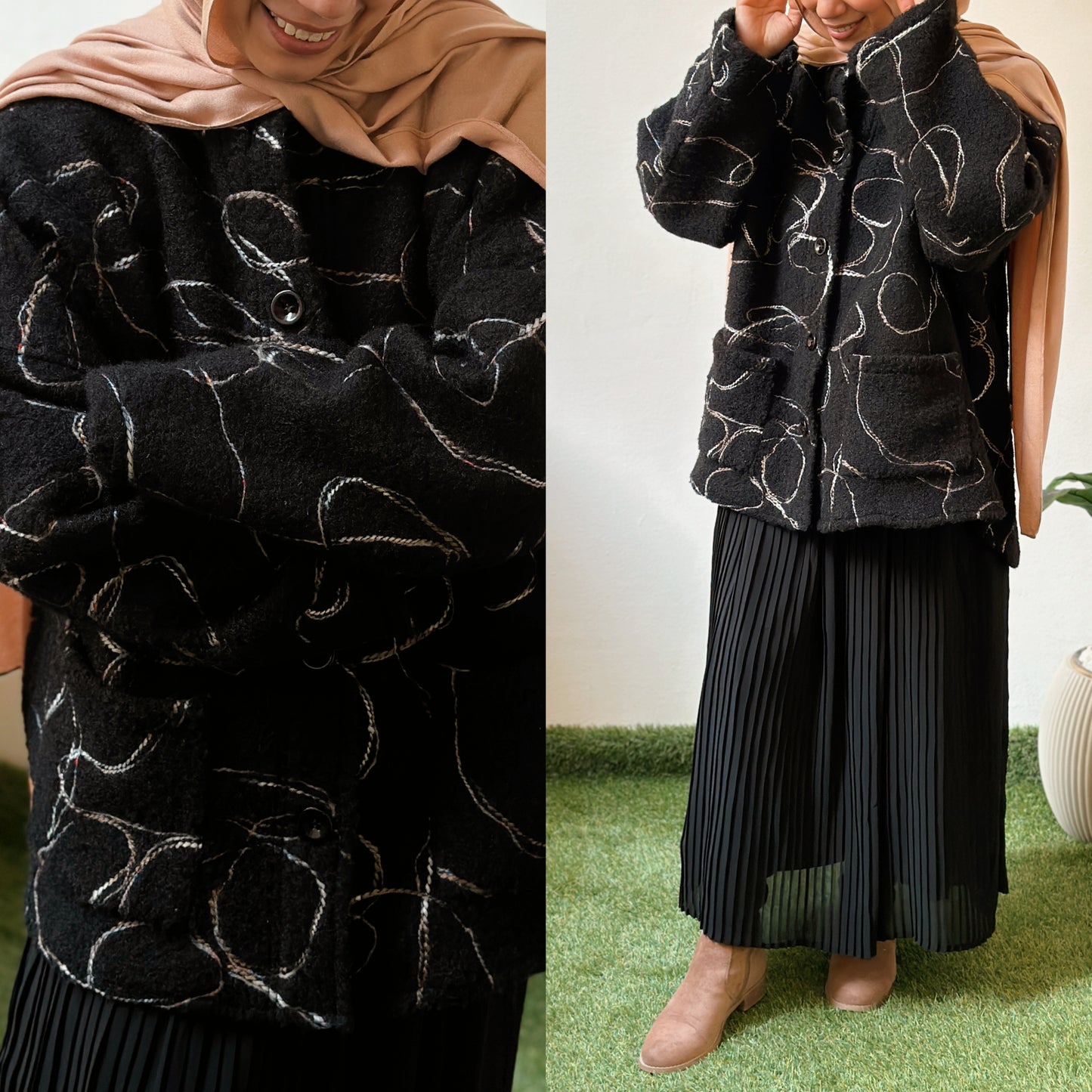 Oversized Wool Jacket جاكيت صوف بقصّة واسعة-   QW0112