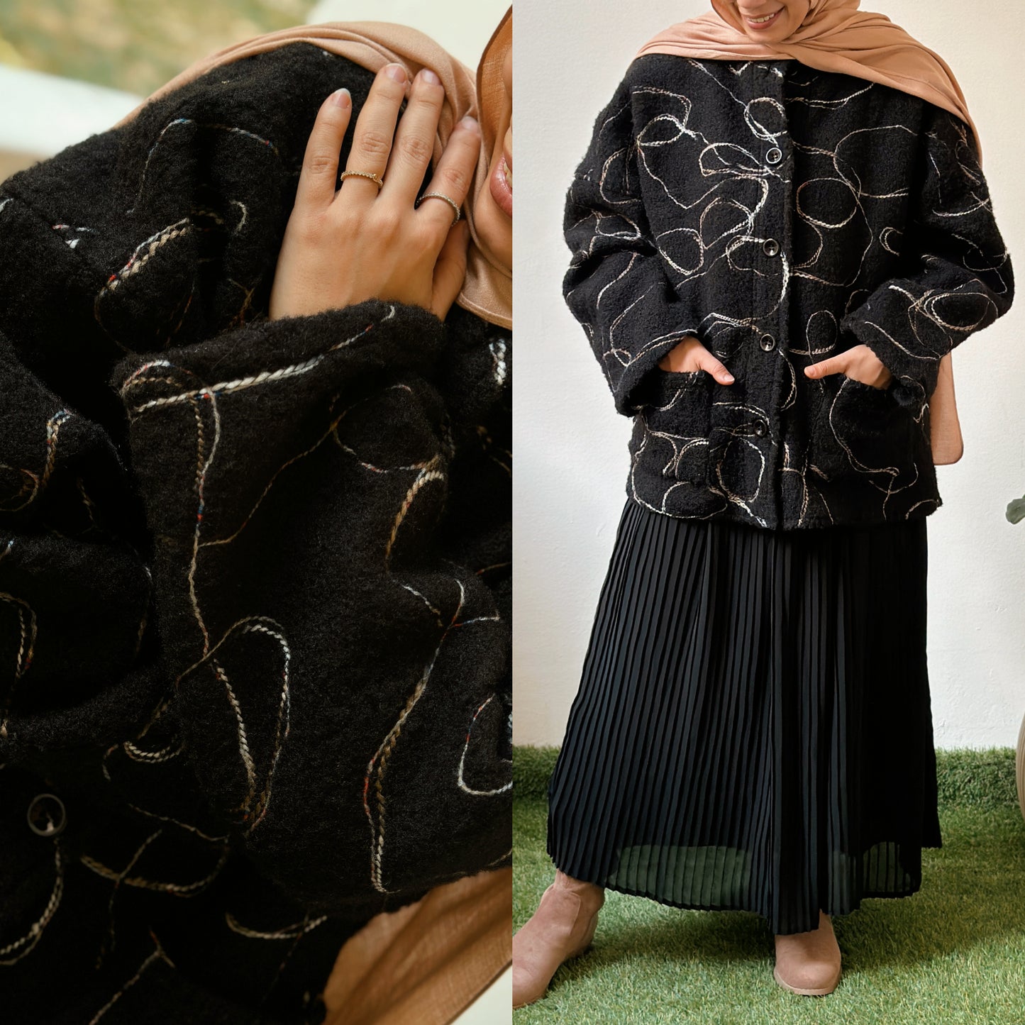 Oversized Wool Jacket جاكيت صوف بقصّة واسعة-   QW0112