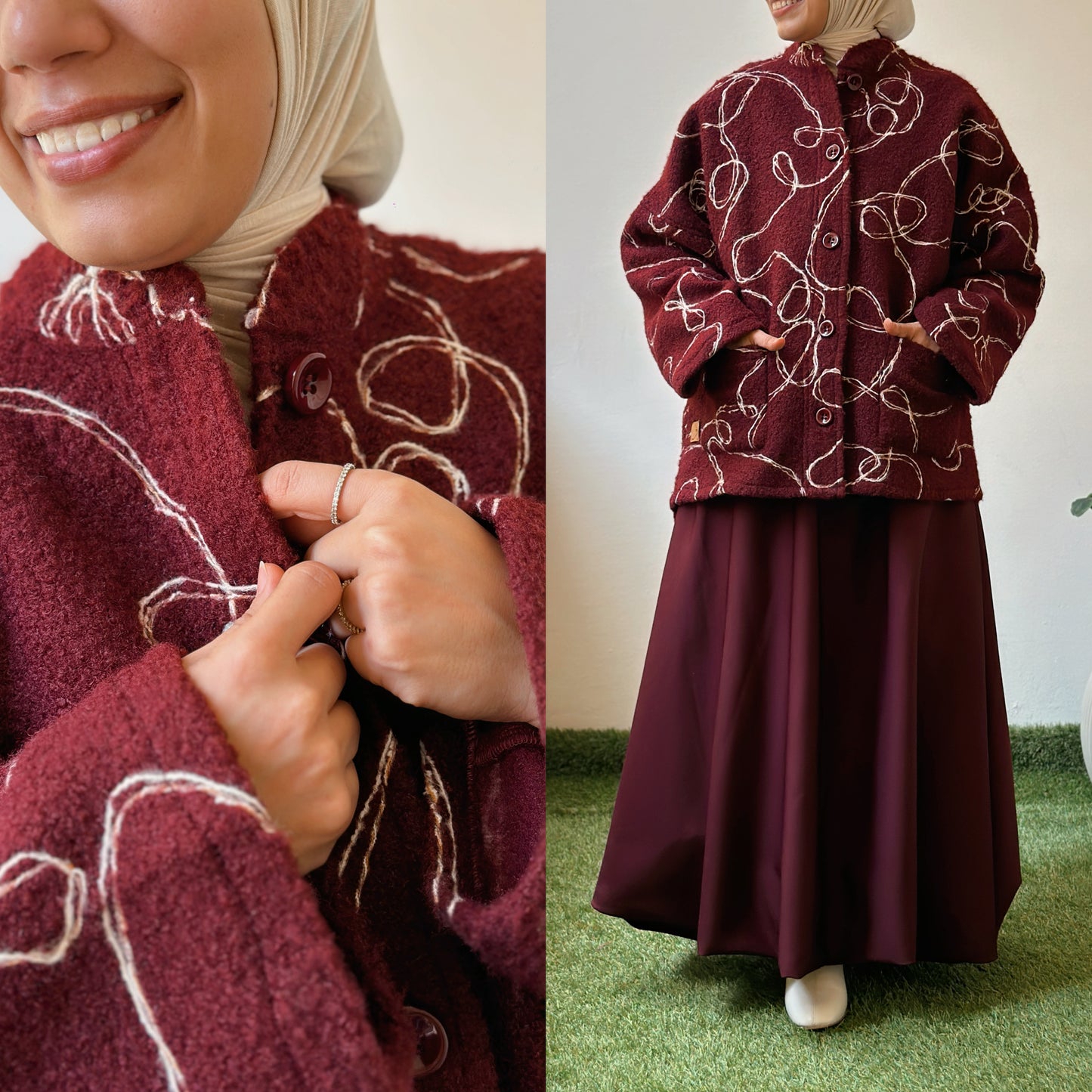 Oversized Wool Jacket جاكيت صوف بقصّة واسعة-   QW0112