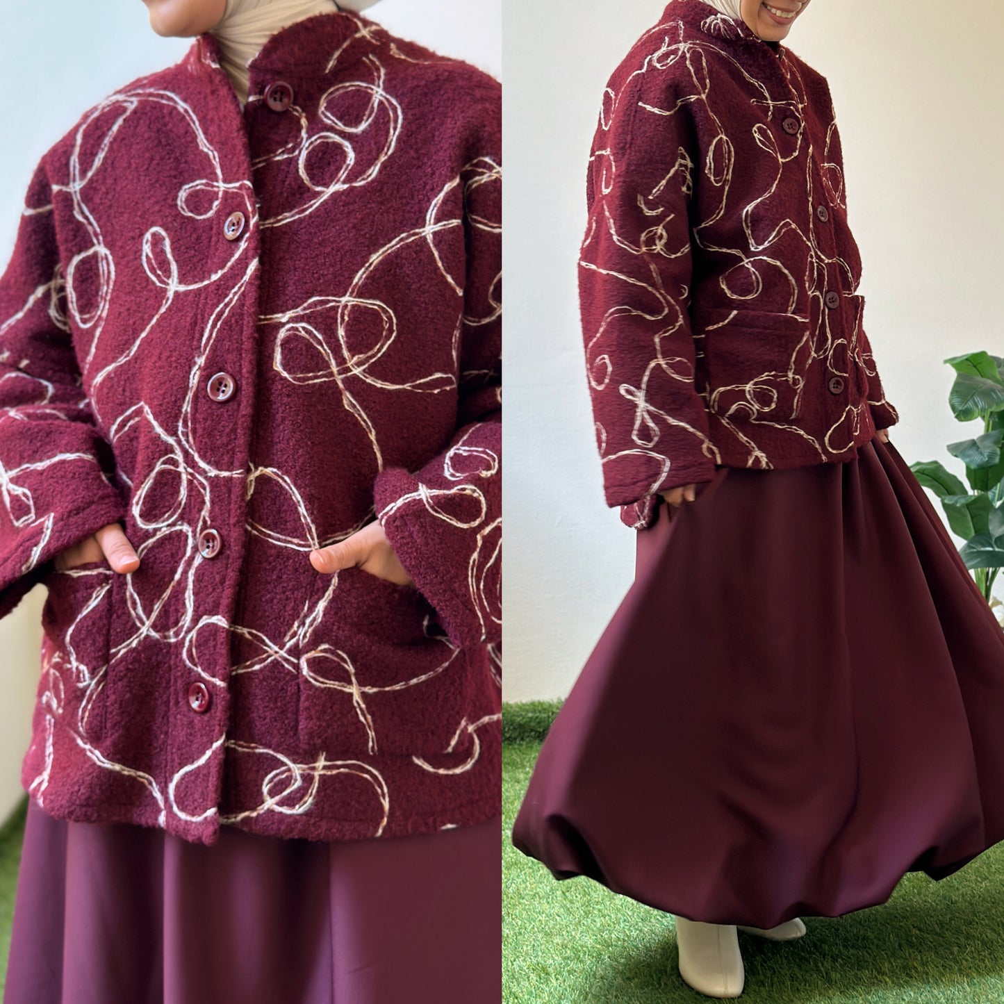 Oversized Wool Jacket جاكيت صوف بقصّة واسعة-   QW0112