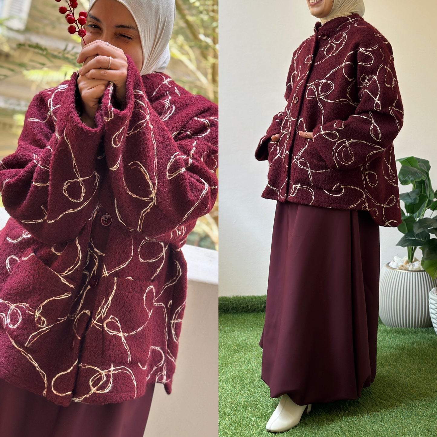 Oversized Wool Jacket جاكيت صوف بقصّة واسعة-   QW0112