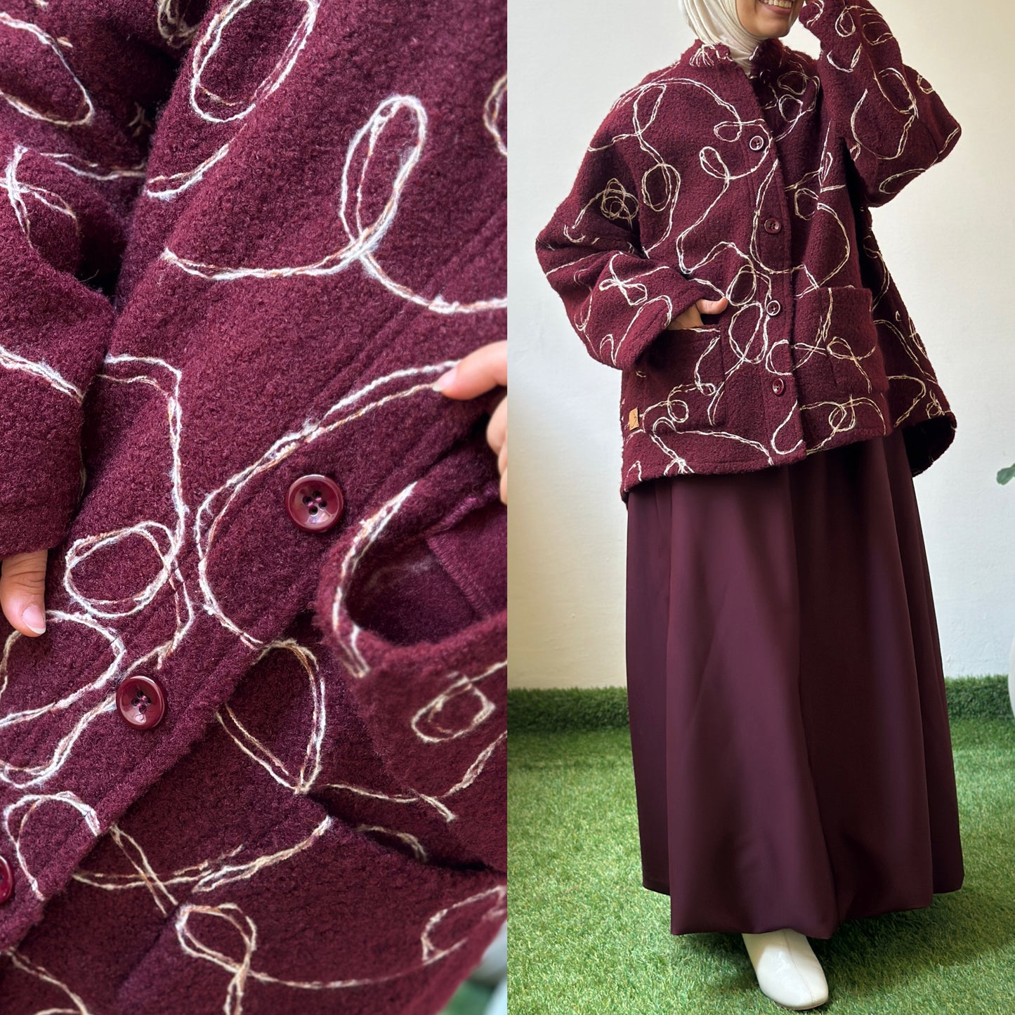 Oversized Wool Jacket جاكيت صوف بقصّة واسعة-   QW0112